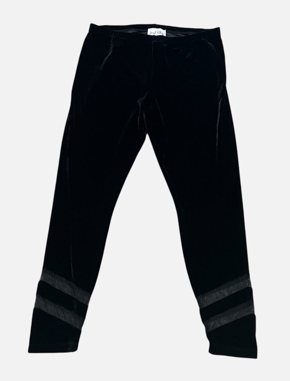 Joseph Ribkoff Mesh Inset Leggings Sz 14 Black Velvet Skinny Fit Elevated Basics